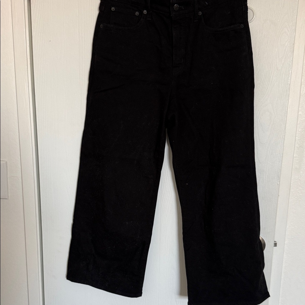 J. Crew Black Wide-Leg Crop Trousers - Picture 2 of 4